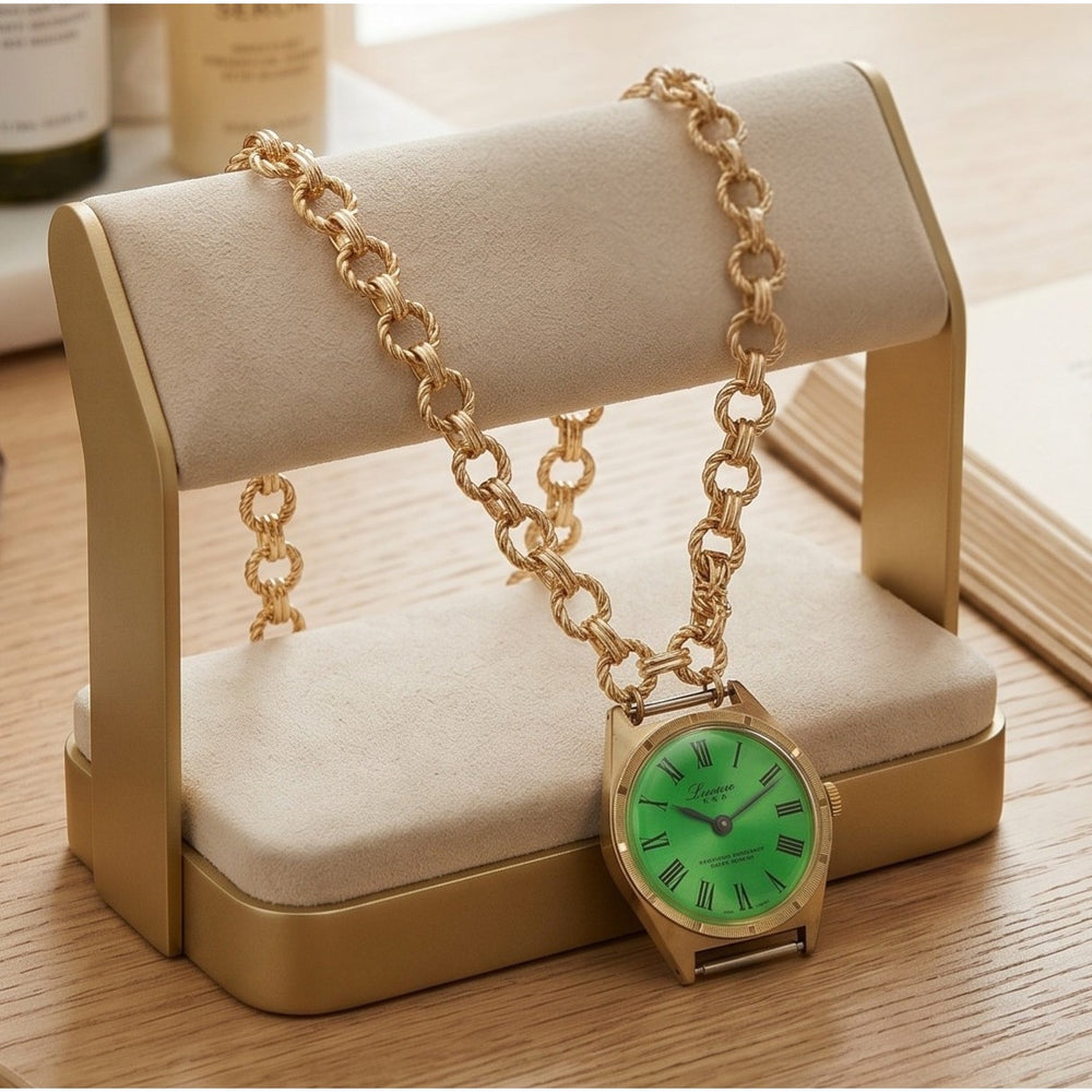 Vintage 1960's Lucerne Green Watch Face Necklace Custom Made | Limited Edition