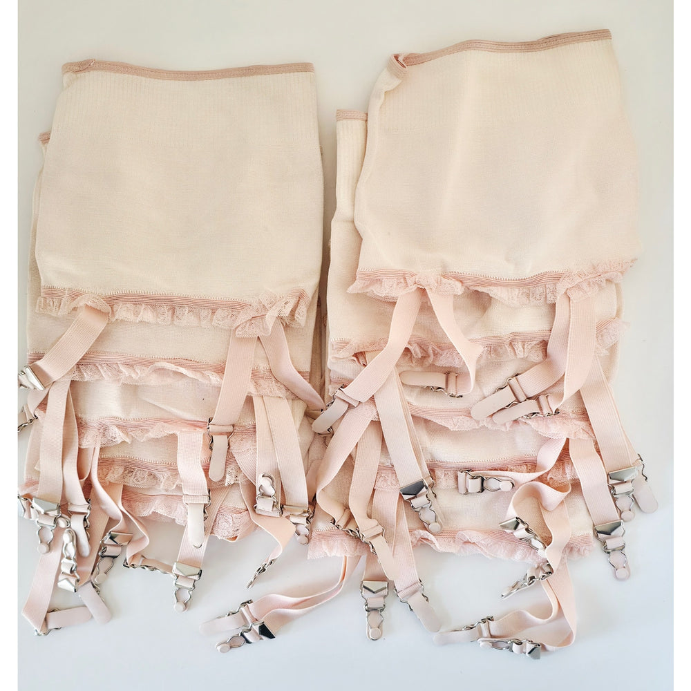 VINTAGE *NEW* 1950's Women's Light Pink w/Flowers Garter Belt Size S | Set of 10