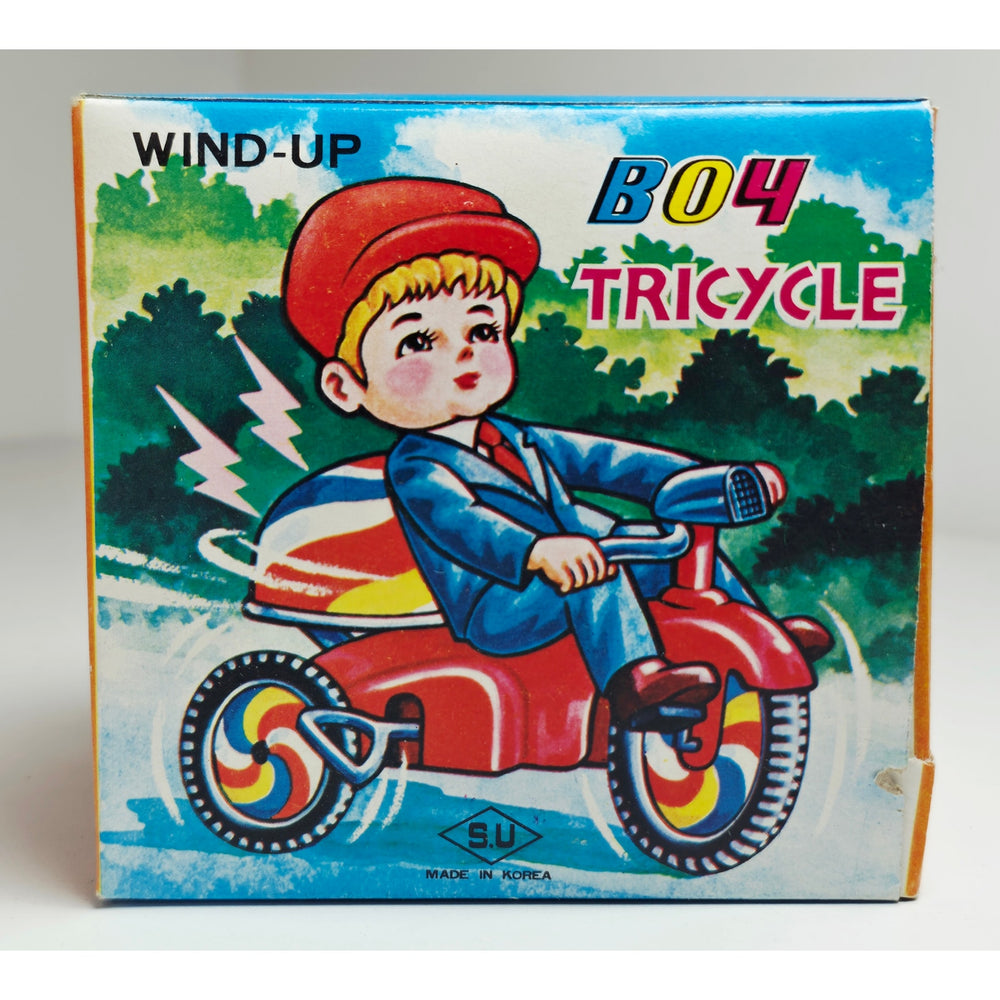 VINTAGE *NEW* 1960's Boy Tricycle Wind-up Toy w/Balloon