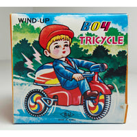 VINTAGE *NEW* 1960's Boy Tricycle Wind-up Toy w/Balloon