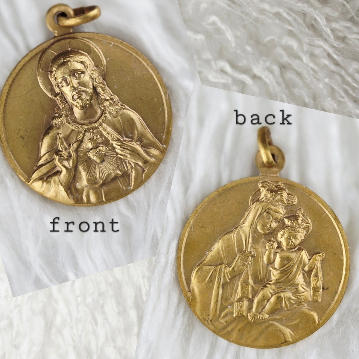 VINTAGE *NEW* 1950's Our Lady of Mount Carmel Bronze Religious Pendant
