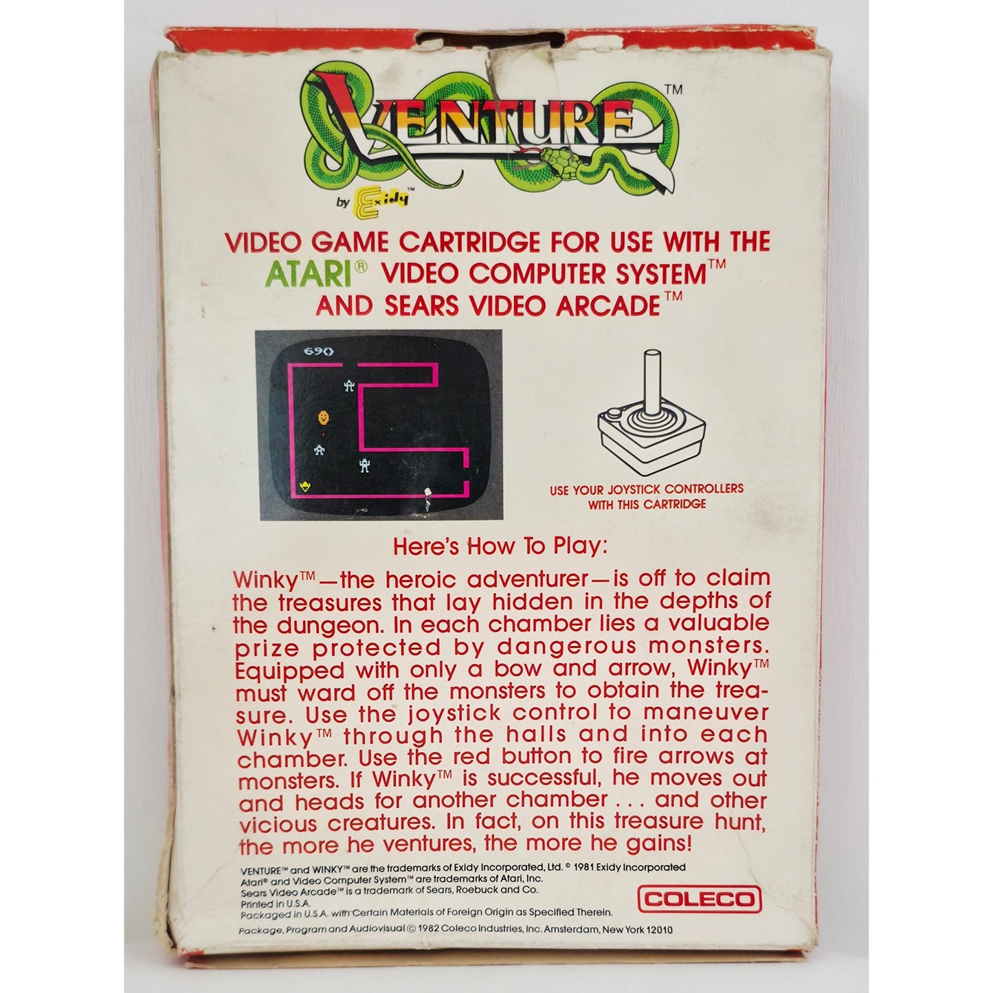 Atari 1982 Venture Video Game NOS Open Box with Wear Unsold Dealer Stock