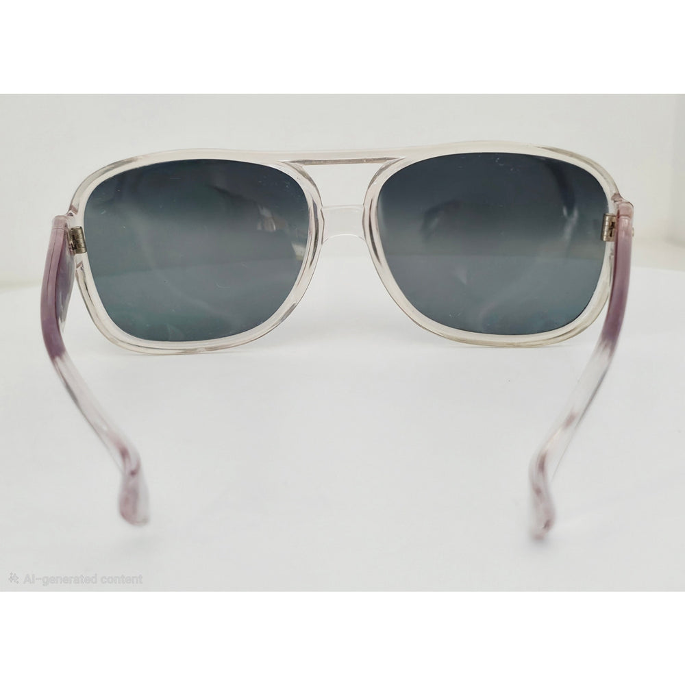 VINTAGE *NEW* 1970's Glam Unisex Clear Frame with Gray Ombre Lens Sunglasses