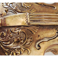 VINTAGE *NEW* 1970's Heavy Brass Guitar Jewelry Box with Floral Design