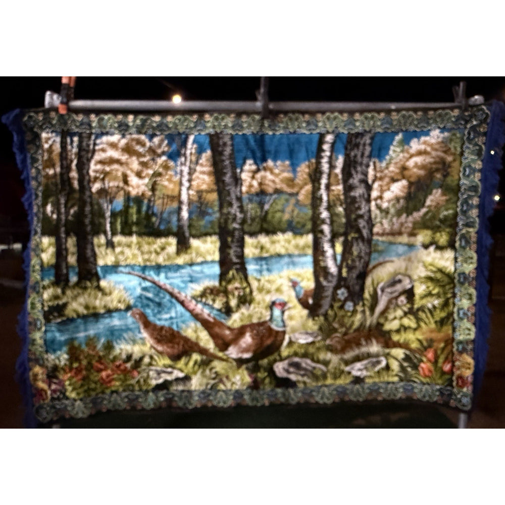 VINTAGE *PRISTINE* 1960's Covey of Quail Velvet Tapestry