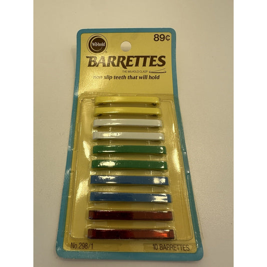 VINTAGE *NEW* 1970's's Wil-hold 298/1 Non-Slip Barrettes - Pack of 10