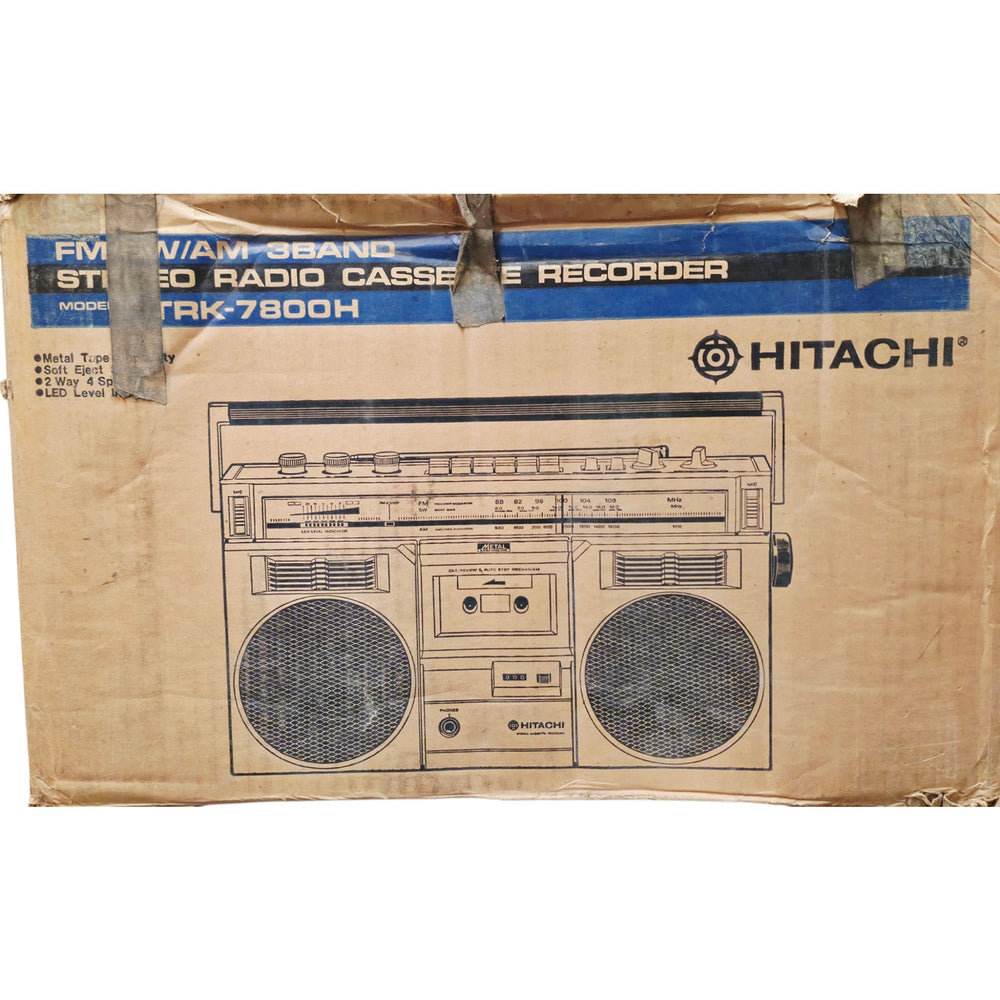 VINTAGE *PRISTINE* 1980's Hitachi TRK-7800H Cassette Tape AM/FM Radio Boombox