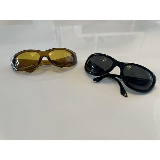 VINTAGE *NEW* Glam Unisex Sunglasses Brown/Black Set Oval Frames