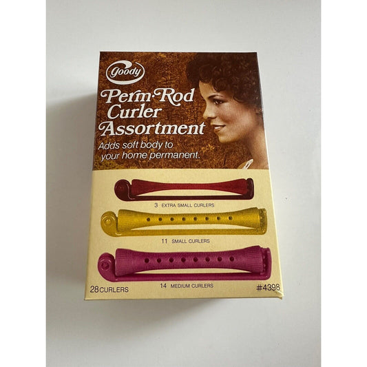 VINTAGE *NEW* Goody 28 X Perm Rod Hair Curlers xs/s/m Pack