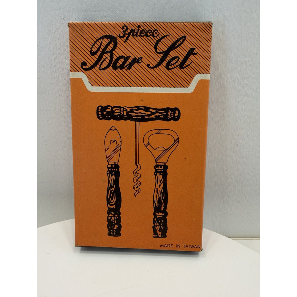 VINTAGE *NEW* 1950's 3-Piece Portable Wooden Handle Bar Set