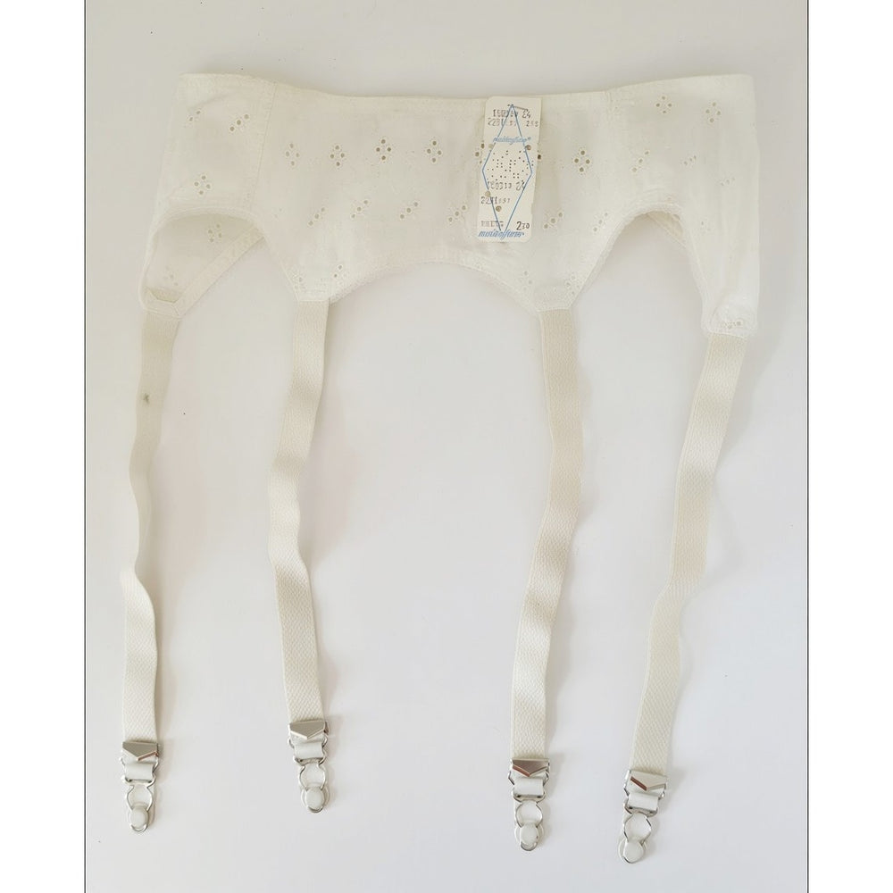 VINTAGE *PRISTINE* 1960's Women's Cream Lace Garter Belt Size S (24)