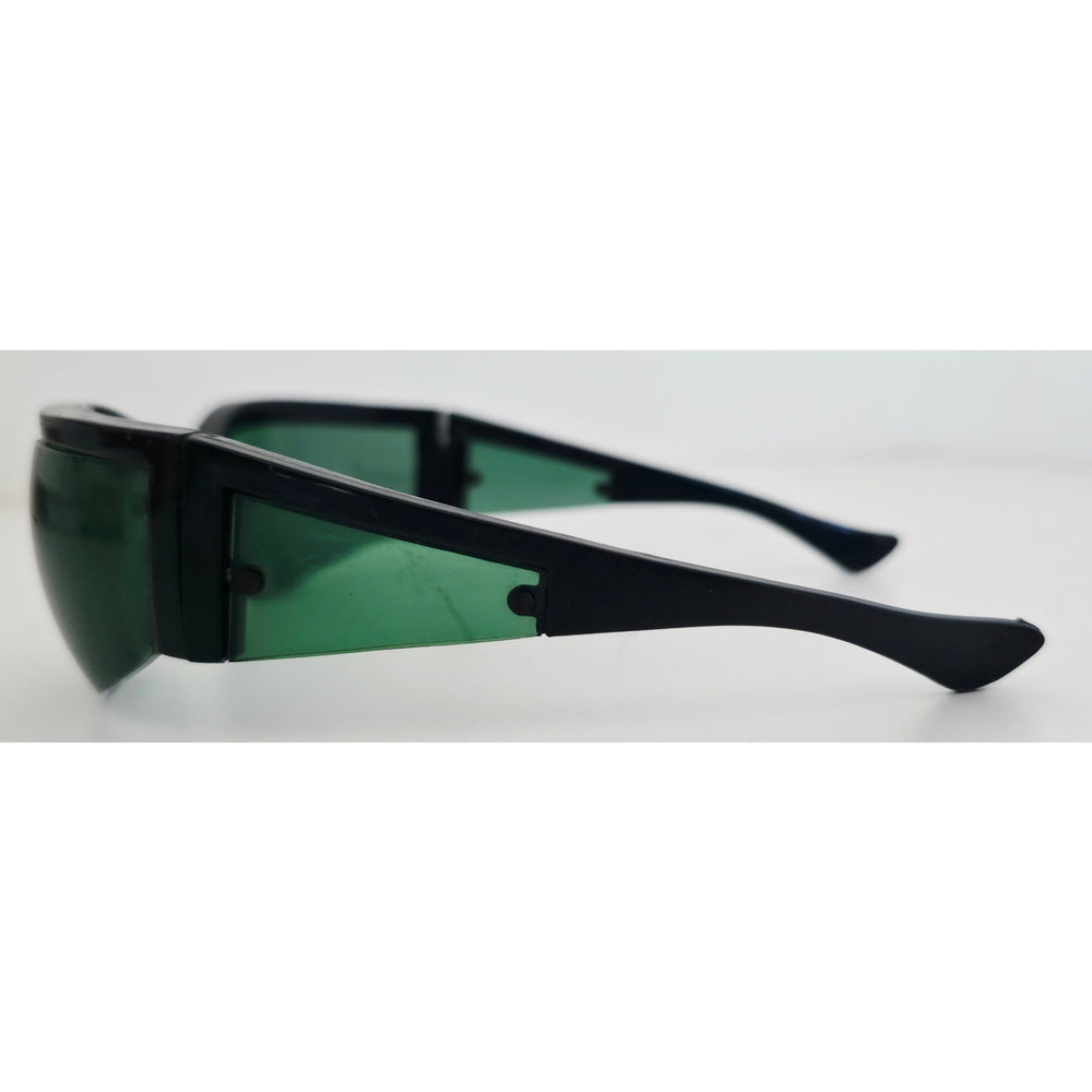 VINTAGE *PRISTINE* 1970's Glam Unisex Black Oval Frame Green Lenses