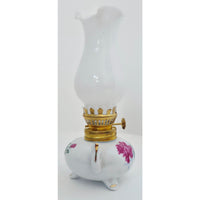 VINTAGE *NEW* 1960's Floral Porcelain Oil Lamp