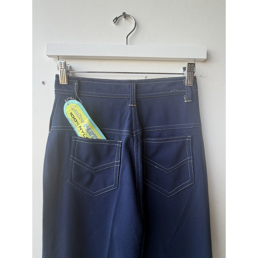VINTAGE *NEW* 1960's Blue Twill Jeans Bell Bottom Nylon Pants Size 10