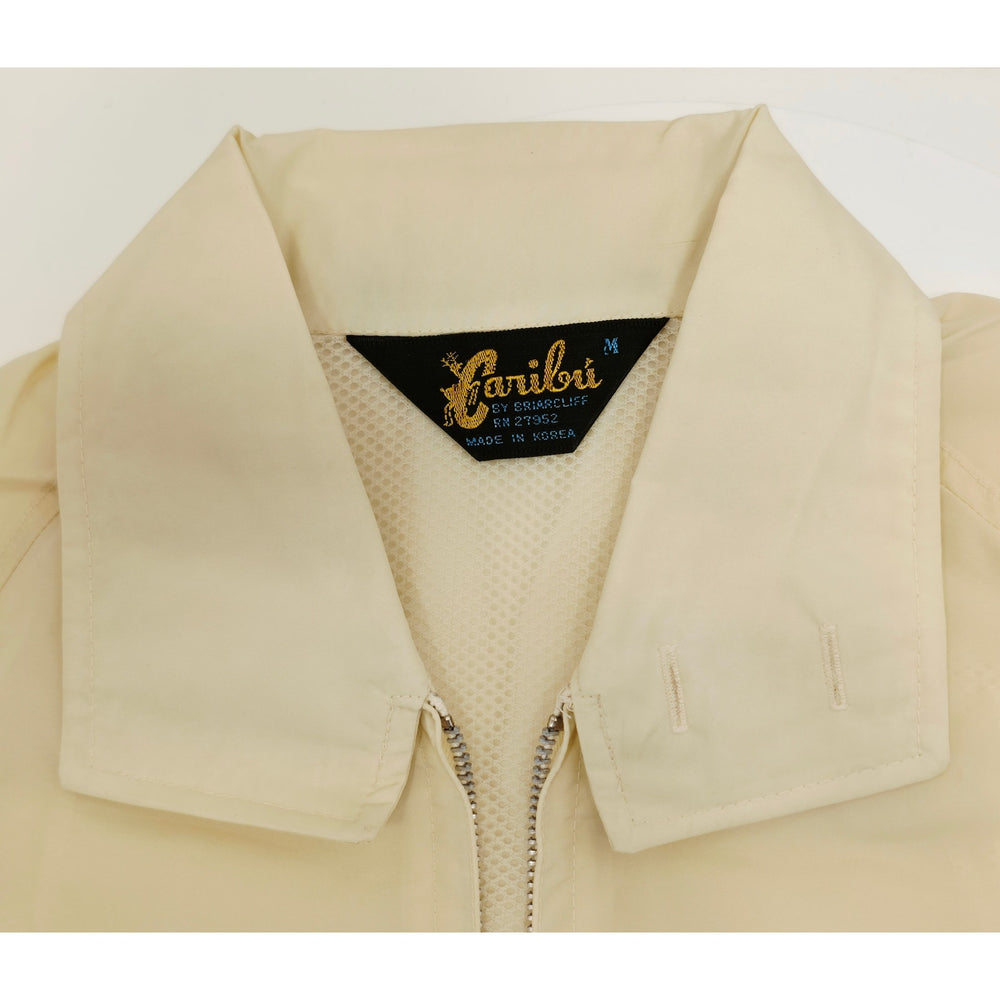 VINTAGE *NEW* 1970's Men's Beige 100% Nylon All Weather Zip Hood Jacket Size M