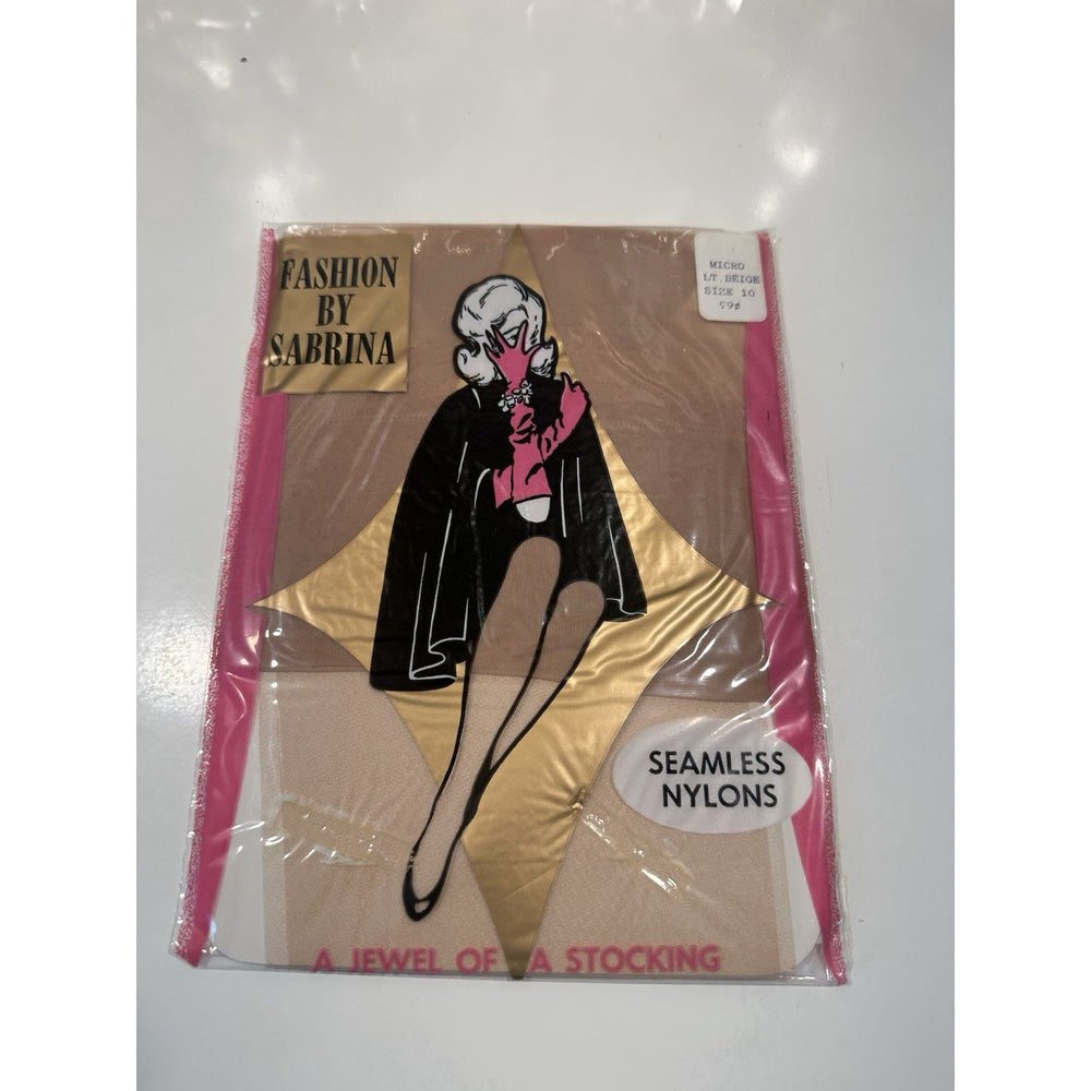 VINTAGE *NEW* Sabrina Hosiery Sheer Seamless-Plain Knit-Lt Beige Sz 10 X 11-Pack