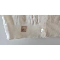 VINTAGE *NEW* 1960's Women's White Collared Button Down Sweater 100% Nylon Sz 38