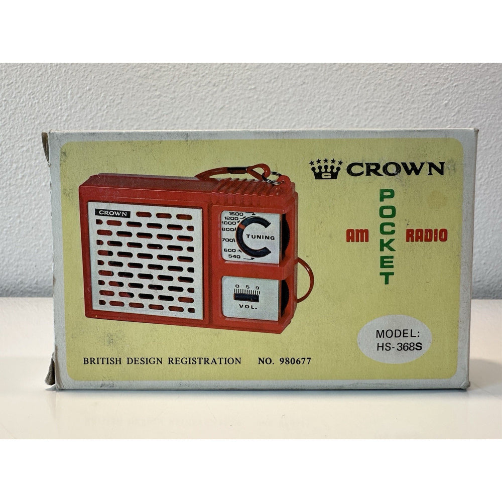 VINTAGE *NEW* Crown Transistor AM Pocket Radio Black British Design