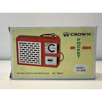 VINTAGE *NEW* Crown Transistor AM Pocket Radio Black British Design