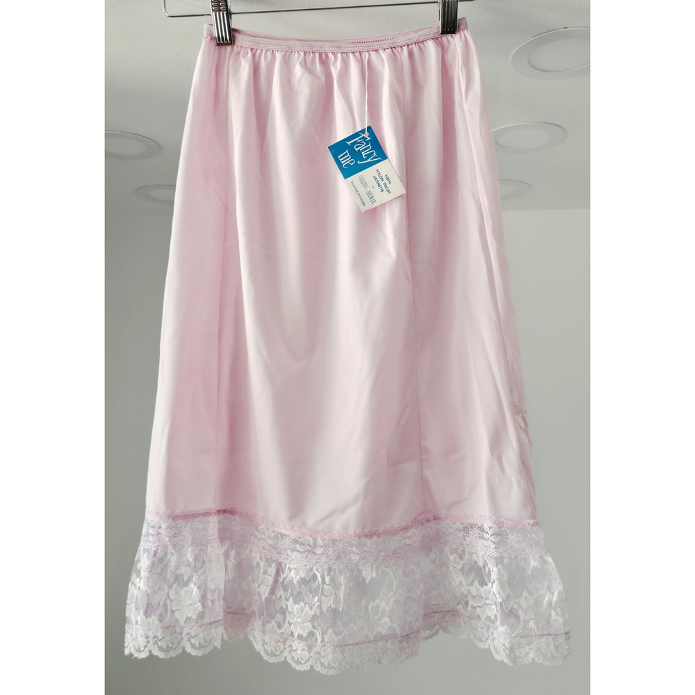 VINTAGE *NEW* 1960's Collins Aikman Women's Light Pink w/Lace Slip Skirt Size M