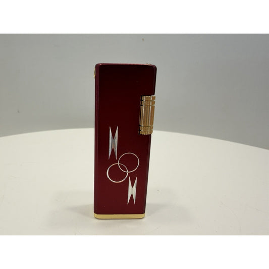 VINTAGE *NEW* 1950's Starlite w/Design Red/Silver Circles Butane Lighter