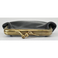 VINTAGE *NEW* 1960's Black with Brass Clasp Two Pocket Change Purse