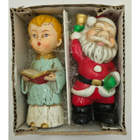 VINTAGE *NEW* 1960's Commadore Happy Time Set of 2 Christmas Figurines Japan
