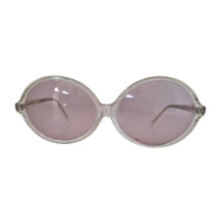 VINTAGE *NEW* 1970's Unisex Sunglasses Clear Oval Frame with Light Pink Lens