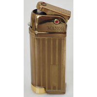 VINTAGE *NEW* 1960's Manor Gold Striped Butane Lighter Japan