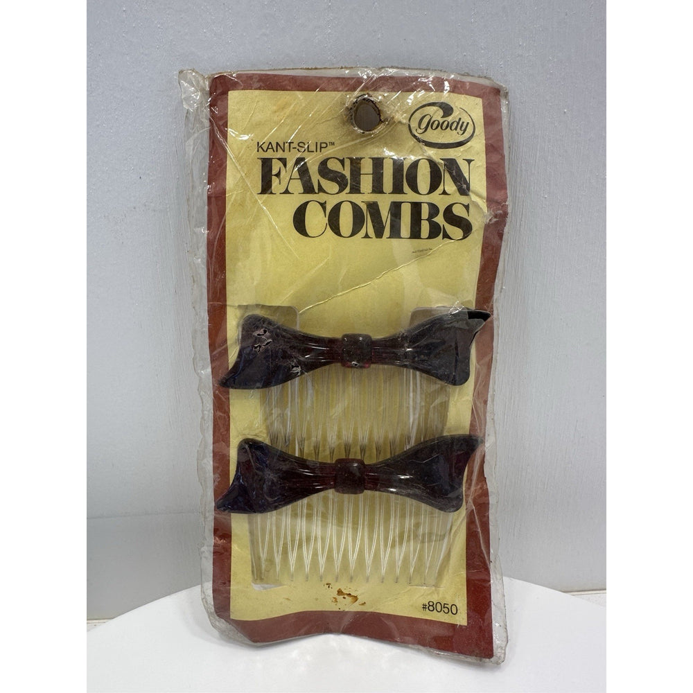 VINTAGE *NEW* 1975 Goody Kant-Slip Fashion Combs Bows Set of 2