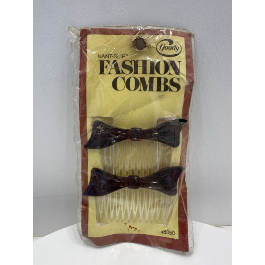 VINTAGE *NEW* 1975 Goody Kant-Slip Fashion Combs Bows Set of 2