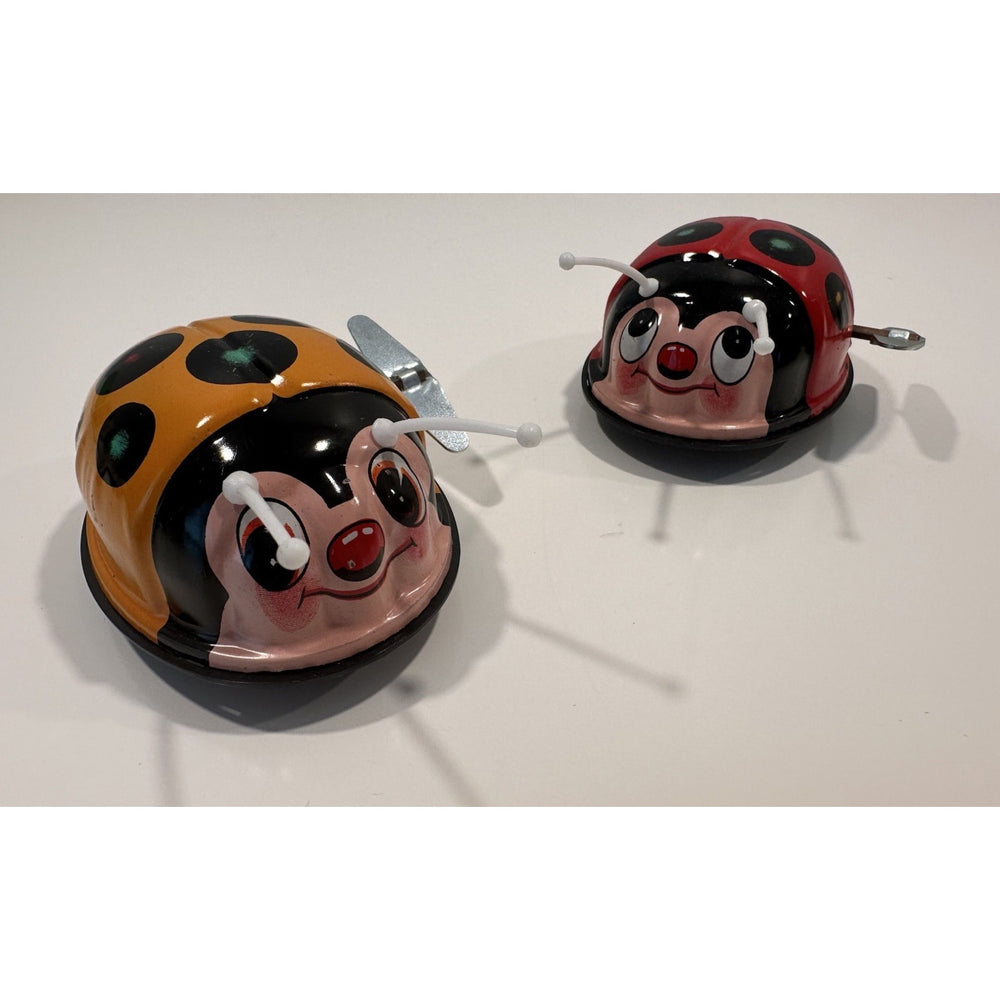 VINTAGE *NEW* 1960's K Lady Bug Wind-Up Metal Toy Set Japan