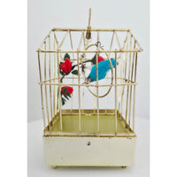 VINTAGE *NEW* 1960's Blue Electronic Musical Bird in Cage Battery Operated