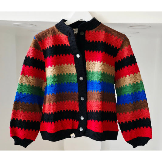 VINTAGE *NEW* 1960's Women's Multicolor Button-Down Sweater Size L (38)