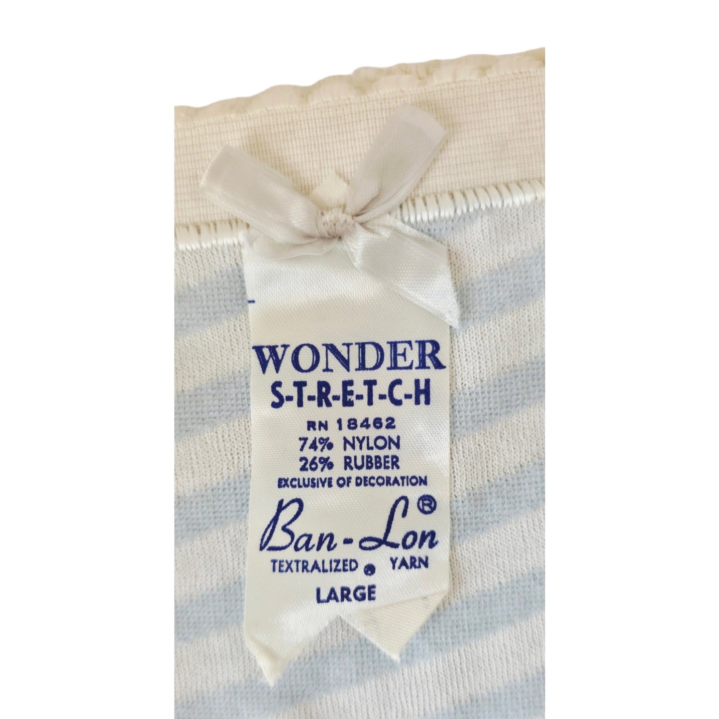 VINTAGE *NEW* 1960's Ban-Lon Women's Blue & White Striped Girdle w/Garter Size L