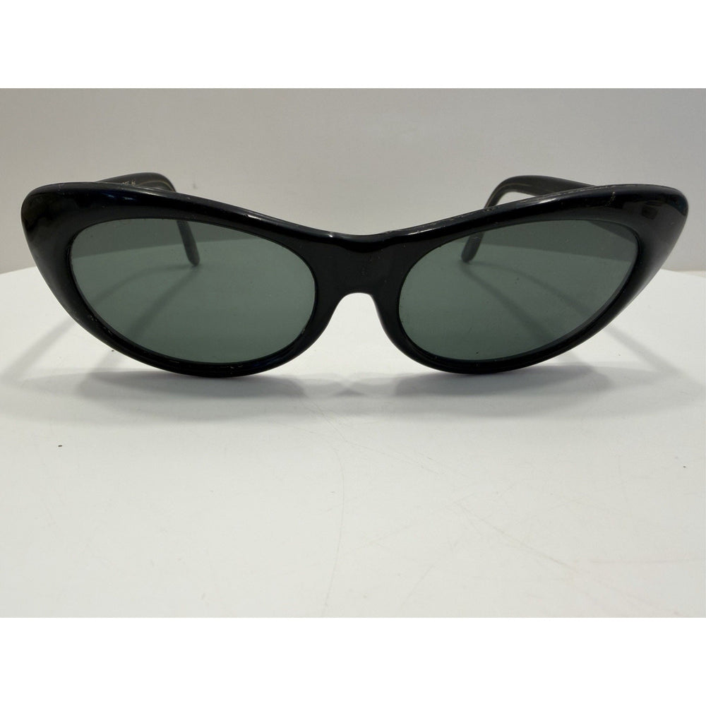 VINTAGE *NEW* 1970's Glam Unisex Sunglasses Black Oval Frame FRANCE