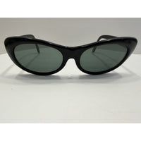 VINTAGE *NEW* 1970's Glam Unisex Sunglasses Black Oval Frame FRANCE