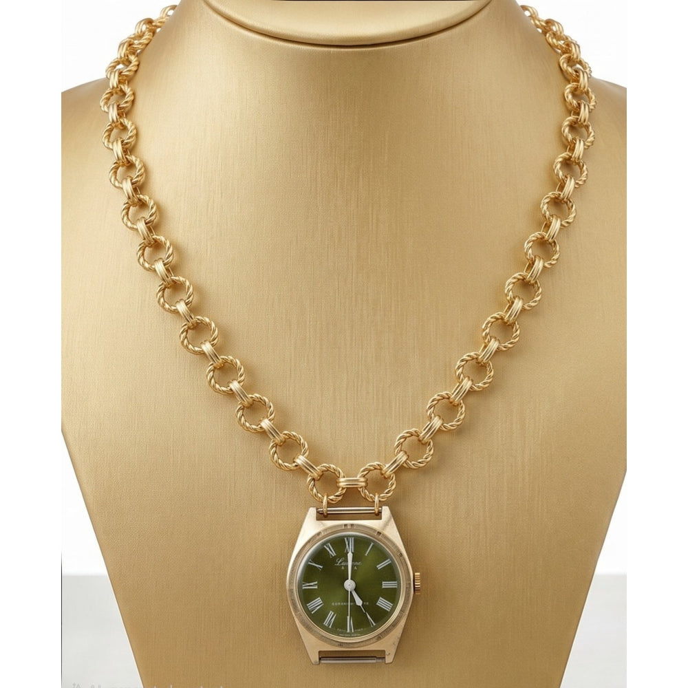 Vintage 1960's Lucerne Green Watch Face Necklace Custom Made | Limited Edition
