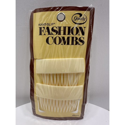VINTAGE *NEW* 1975 Goody #8050 Kant-Slip Fashion Combs Cream USA