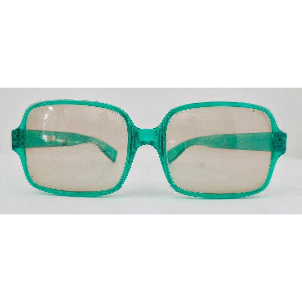 VINTAGE *NEW* 1970's Glam Unisex Green Frame with LIght Gray Lens Sunglasses Made in Italy