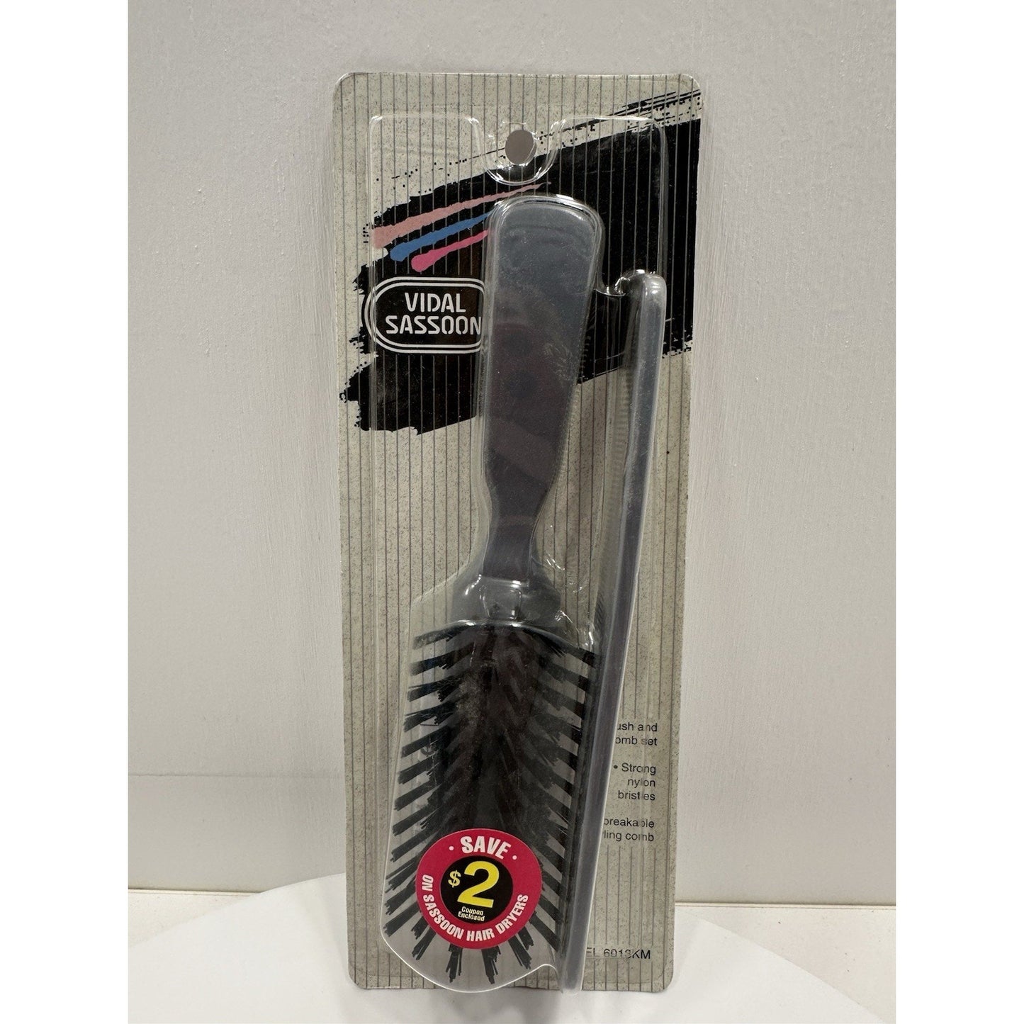VINTAGE *NEW* 1992 Vidal Sassoon Brush & Comb Set Gray 6013KM
