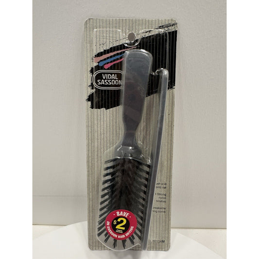 VINTAGE *NEW* 1992 Vidal Sassoon Brush & Comb Set Gray 6013KM