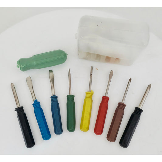 VINTAGE *NEW* 1970's 8 in 1 Light-Weight Travel Screwdriver Set with Plastic Case