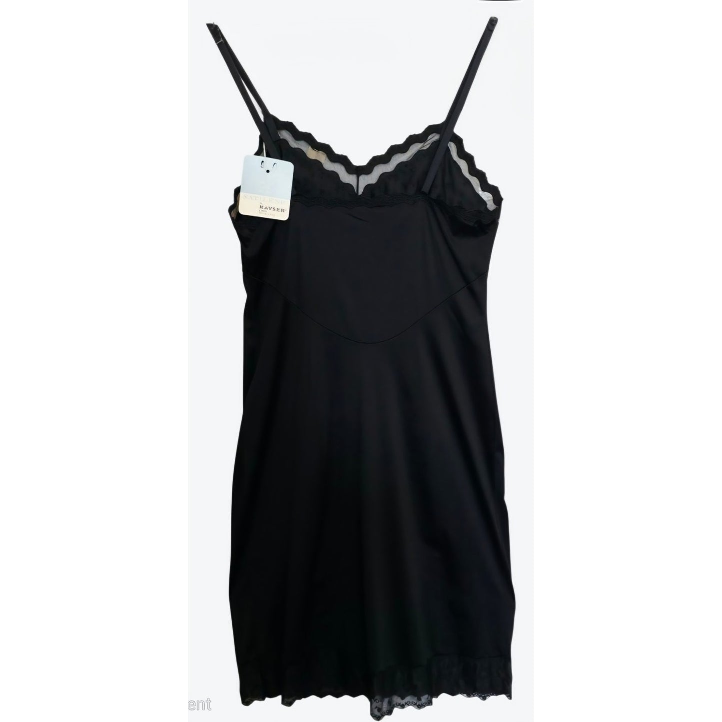 VINTAGE *NEW* 1960's Kayser Women's Black w/Lace Trim Slip Dress Size XS USA