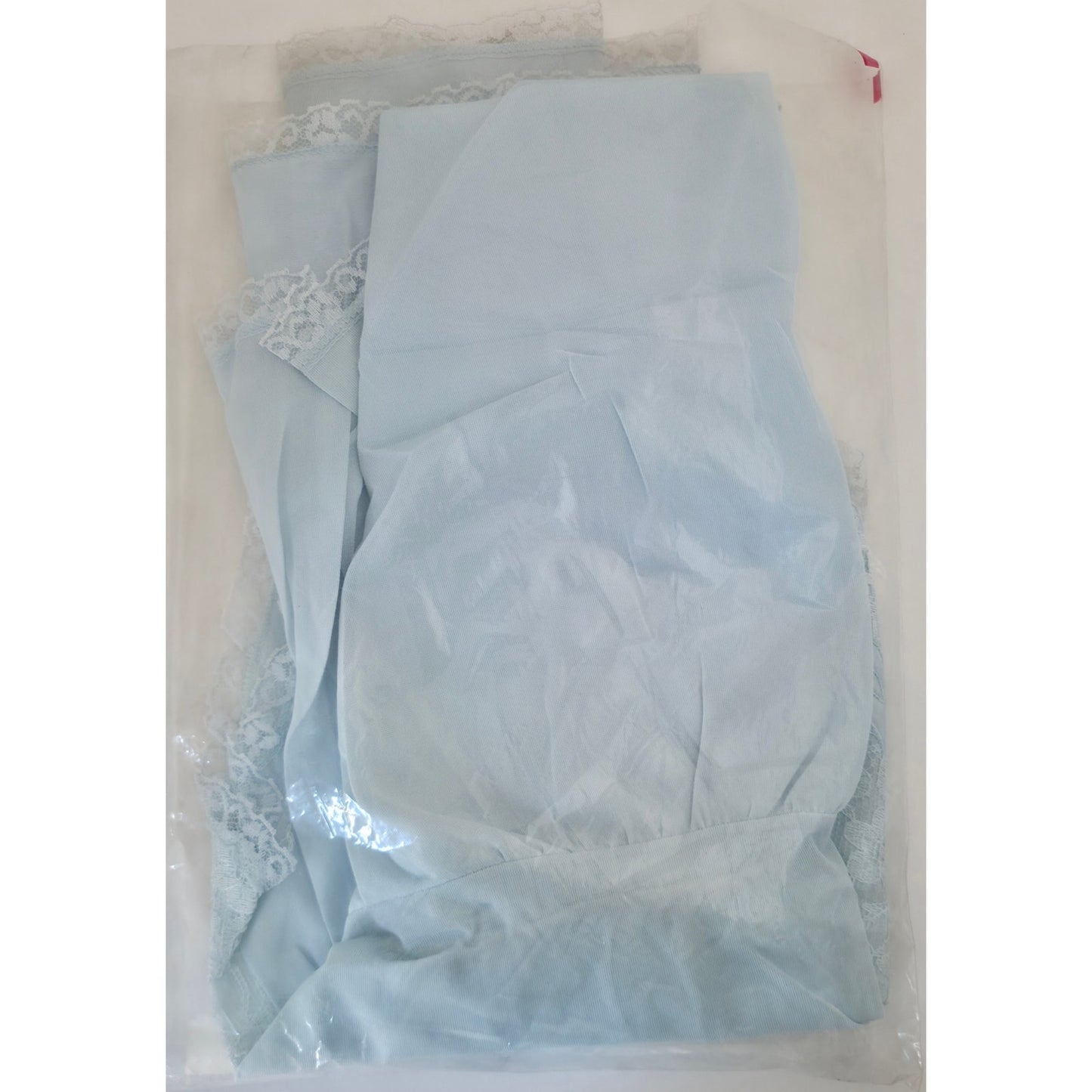 VINTAGE *NEW* 1960's Women's Light Blue Nightgown with White Lace 100% Nylon Size L