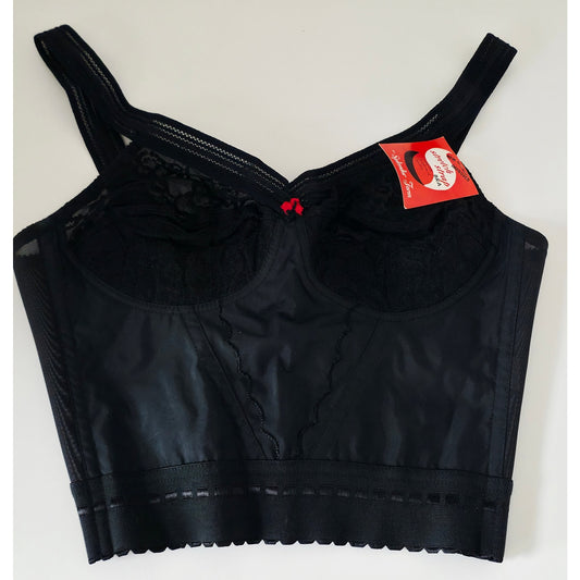 VINTAGE *NEW* 1960's Splendor Form Women's Black Bustier Corset Bra 34B USA
