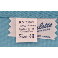 VINTAGE *NEW* 1960's  Women's Blue Pajama Set with White Trim 100% Acetate Size 40