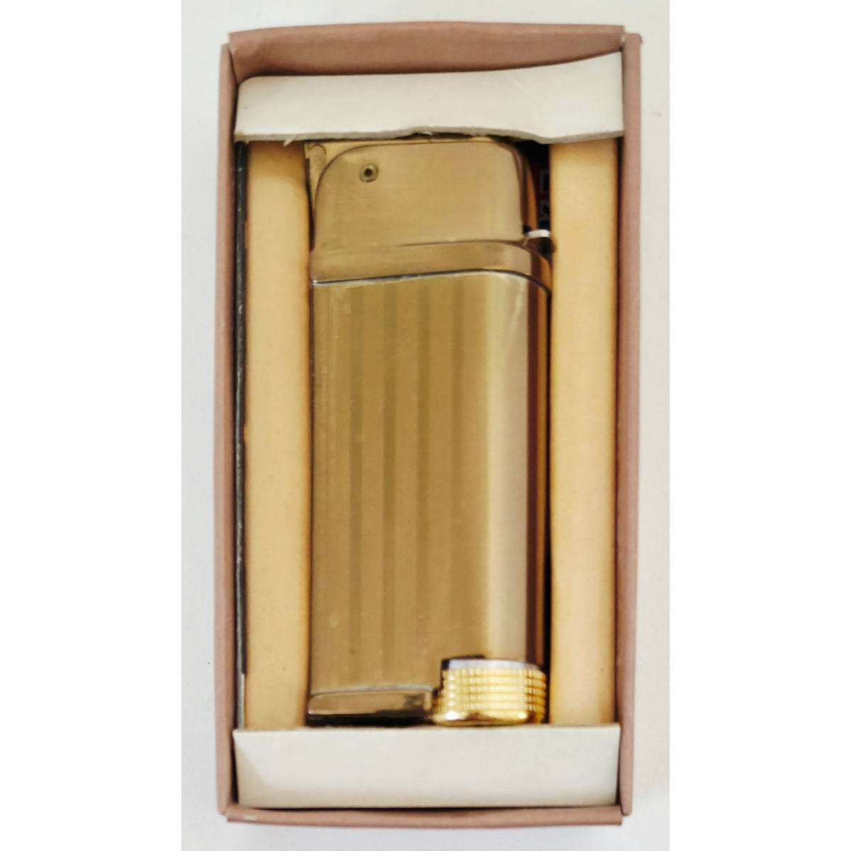VINTAGE *NEW* 1960's Manor Gold Striped Butane Lighter Japan