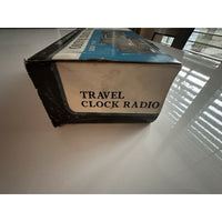 VINTAGE *NEW* 1960's/1970's Travel Clock Radio, Open/Shut Black Case