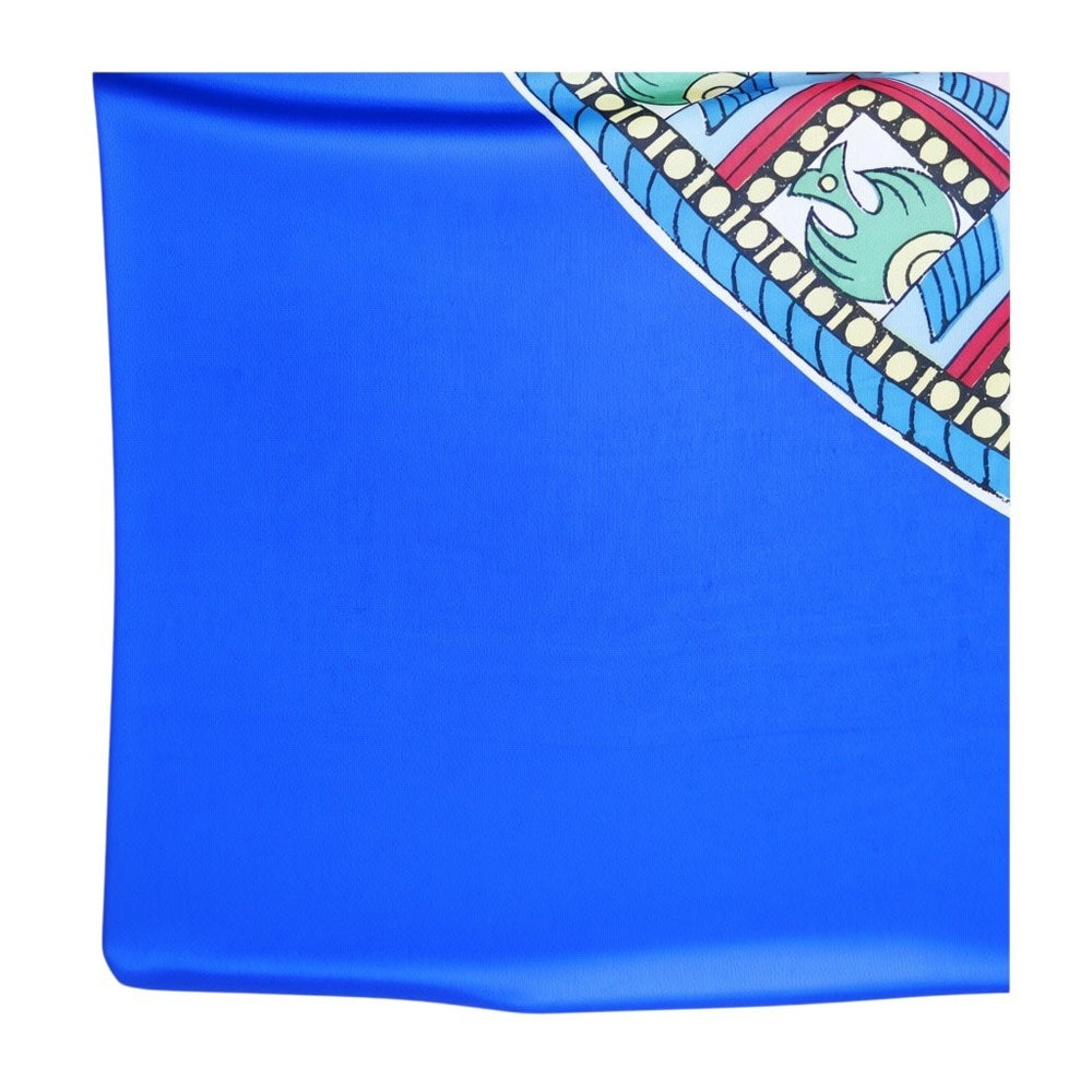 VINTAGE *NEW* 1950's Japanese Hand Printed Silk Rayon Scarf 31" x "31" Blue